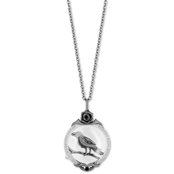 White (4-5/8 ct. ) (1/6 ct. ) & Black Crow Pendant Necklace & Black Rhodium-Plate 16