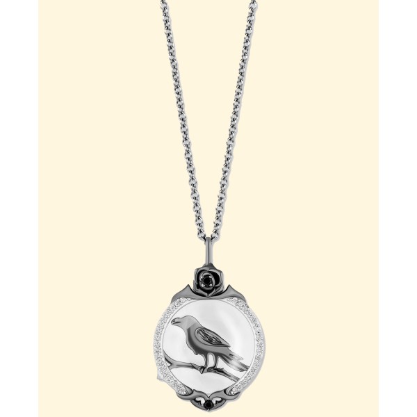 White (4-5/8 ct. ) (1/6 ct. ) & Black Crow Pendant Necklace & Black Rhodium-Plate 16