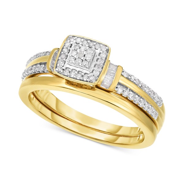 Square Cluster Ring (1/4 ct. ) in 14k Gold-Plated or