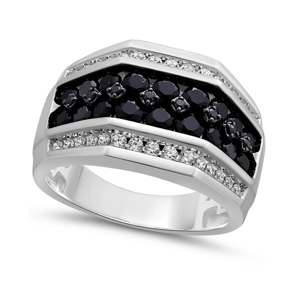 Men's Black & White Ring (2 ct. ) in 10k White Gold