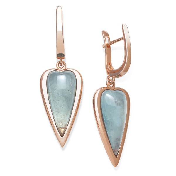 Milky Aquamarine Drop Earrings in Gold over