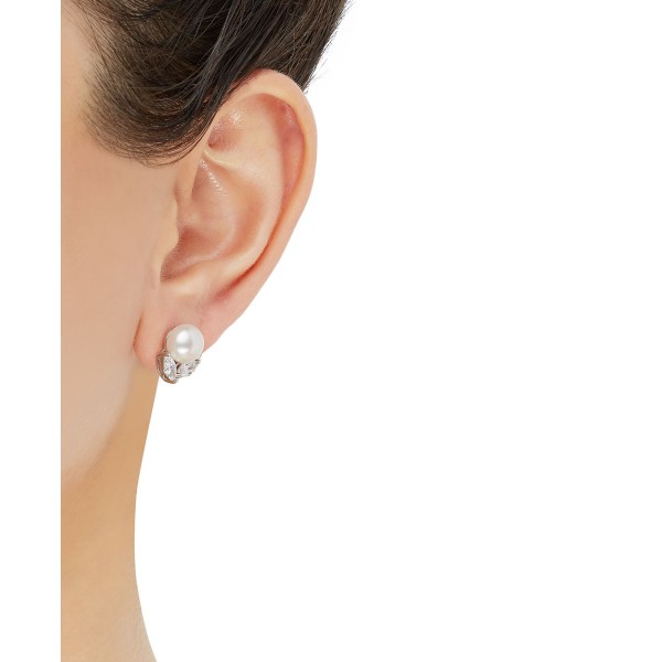 Cultured (8mm) & Cubic Stud Earrings