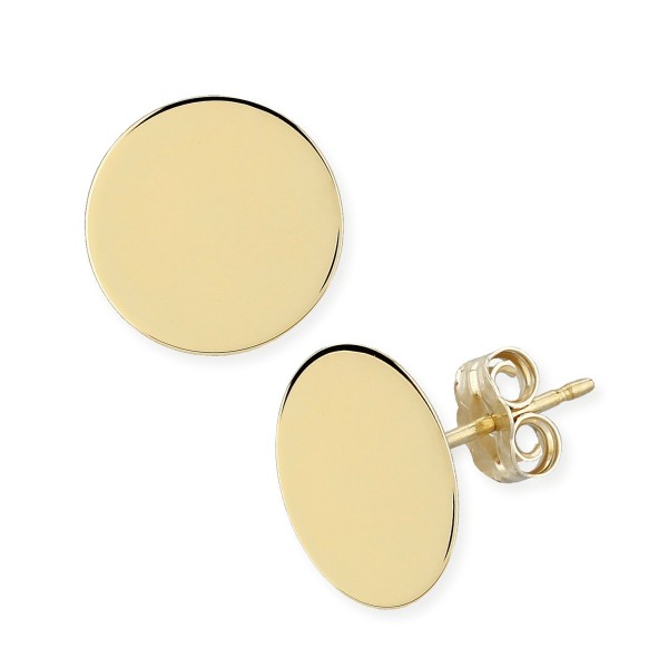 Flat Disc Stud Earrings in 14k Gold (13mm)