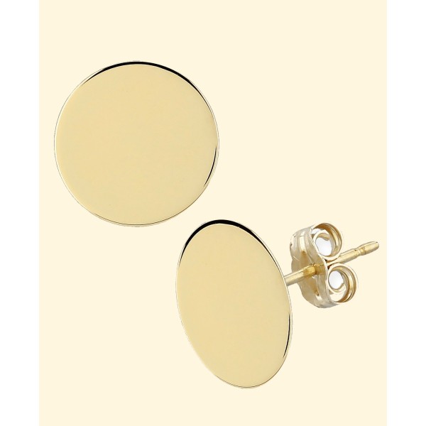 Flat Disc Stud Earrings in 14k Gold (13mm)