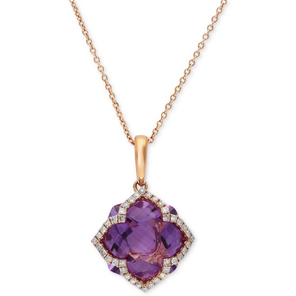 Lavender Rosé by Amethyst (5-3/4 ct. ) and (1/5 ct. ) Clover Pendant in 14k Gold