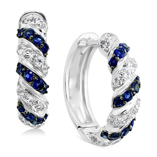 Sapphire (1/2 ct. ) & White Sapphire (3/4 ct. ) Small Hoop Earrings 0.72