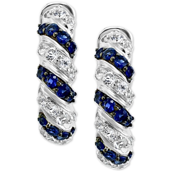 Sapphire (1/2 ct. ) & White Sapphire (3/4 ct. ) Small Hoop Earrings 0.72