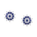 Sapphire (5/8 ct. ) & White Sapphire (1/3 ct. ) Flower Stud Earrings in 14k Gold-Plated (Also in & )