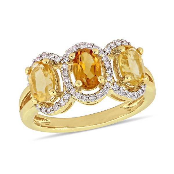 Citrine (1-1/3 ct.) and (1/5 ct.) 3- Ring in 18k Yellow Gold over