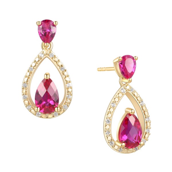 (1-1/5 ct. ) & (1/20 ct. ) Openwork Teardrop Drop Earrings in 14k Gold-Plated