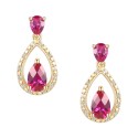 (1-1/5 ct. ) & (1/20 ct. ) Openwork Teardrop Drop Earrings in 14k Gold-Plated