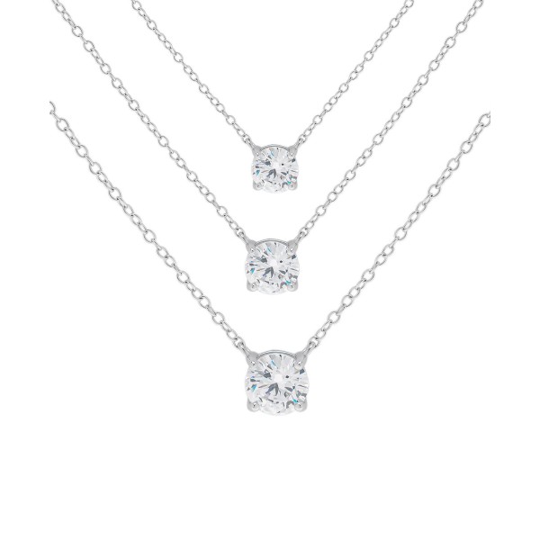 White Sapphire Trle Layer Pendant Necklace (1-7/8 ct. ) 16-1/2