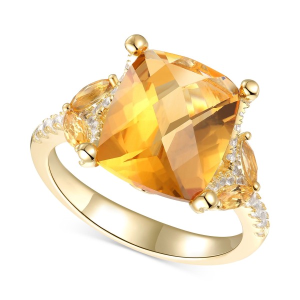 Citrine (4-1/4 ct. ) & White (1/4 ct. ) Statement Ring in 14k Gold-Plated