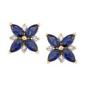 Sapphire (1-5/8 ct. ) & (1/8 ct. ) Flower Stud Earrings in 14k Gold (Also in )