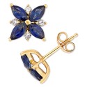 Sapphire (1-5/8 ct. ) & (1/8 ct. ) Flower Stud Earrings in 14k Gold (Also in )