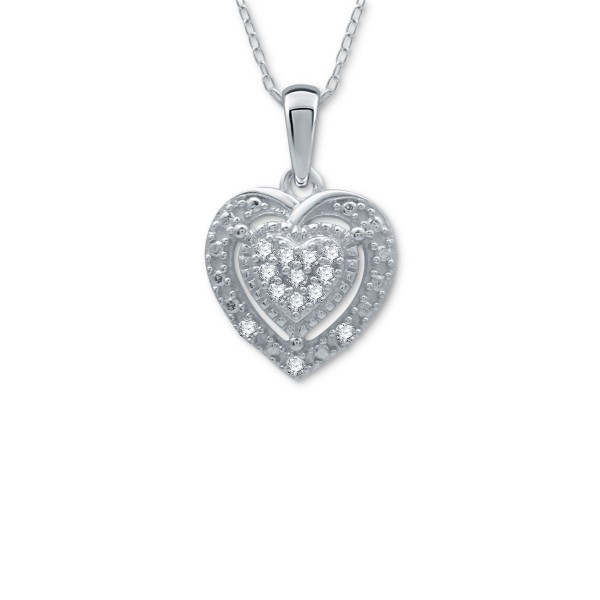 2-Pc. Set (1/6 ct. ) Heart Cluster Pendant Necklace & Matching Stud Earrings