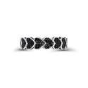 Black Spinel Pave Hearts Eternity Ring