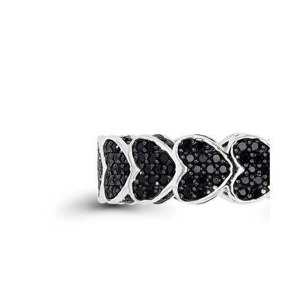 Black Spinel Pave Hearts Eternity Ring