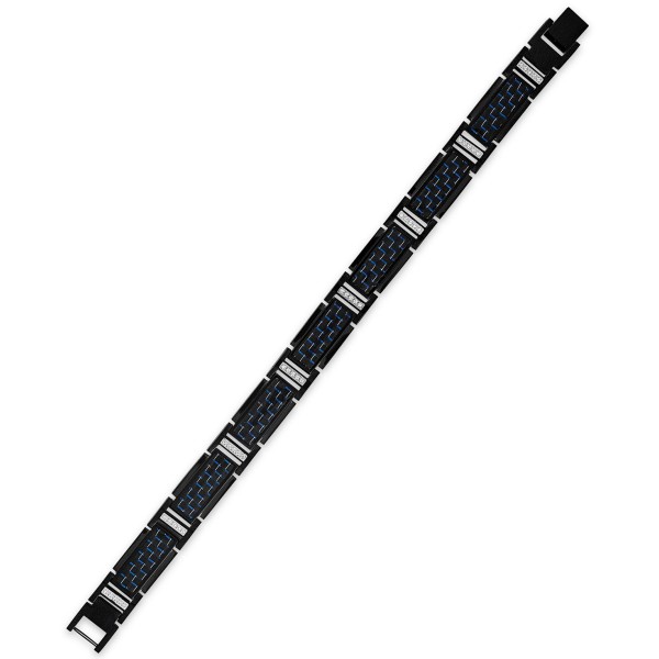 (1/5 ct. ) & Blue Carbon Fiber Bracelet in Black Ion-Plated Stainless Steel