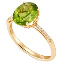 Peridot (2-3/4 ct. ) & (1/20 ct. ) Ring in 14k Gold