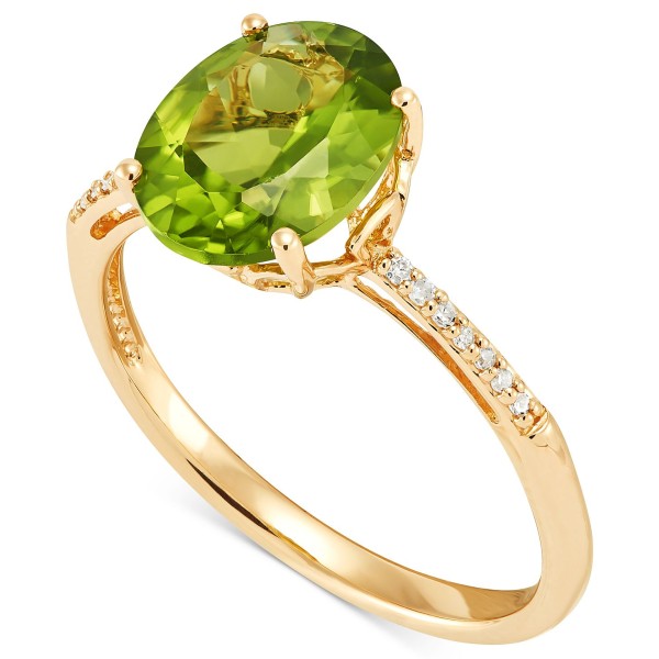 Peridot (2-3/4 ct. ) & (1/20 ct. ) Ring in 14k Gold