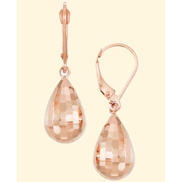 Textured Teardrop Drop Earrings in 14k Gold